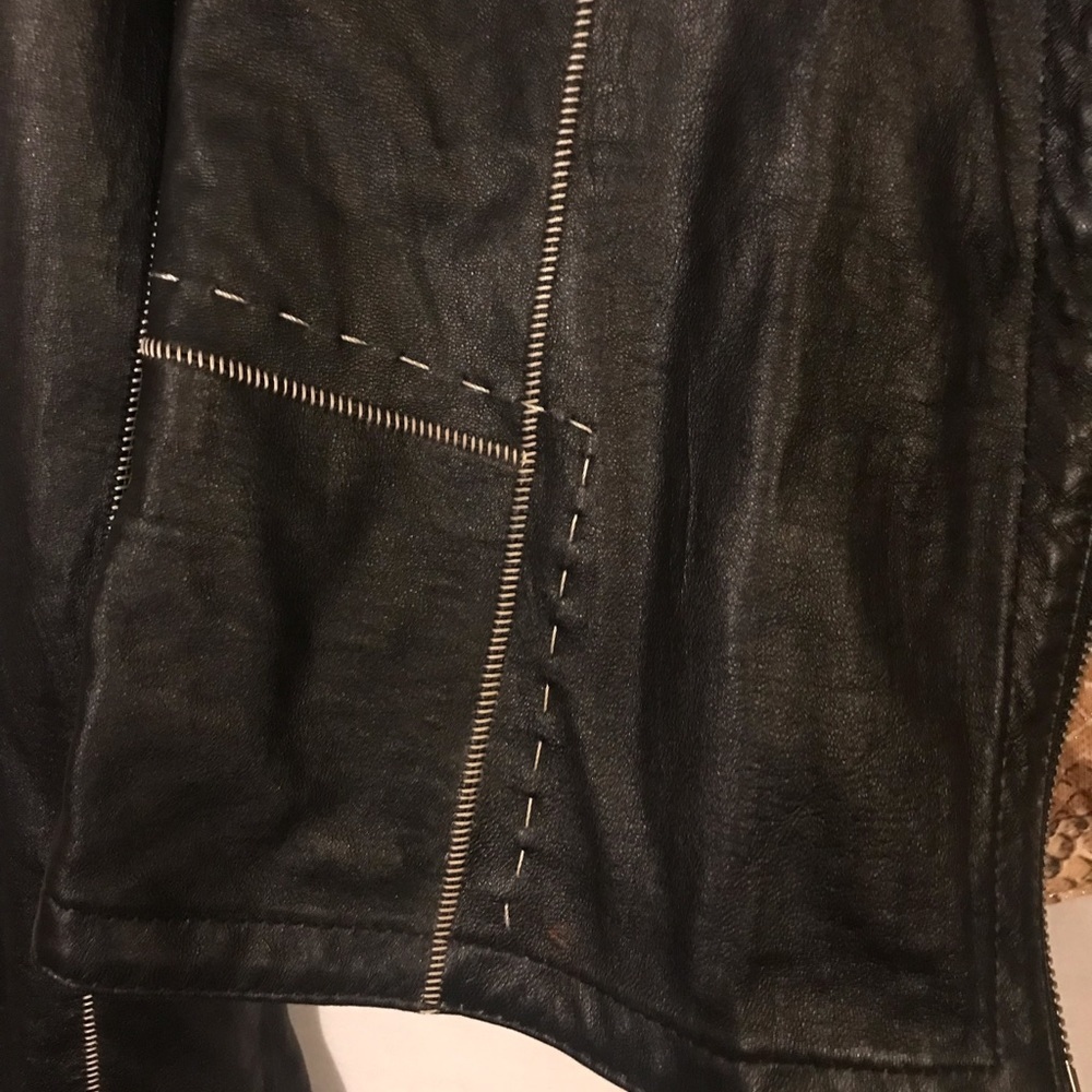 Faux Leather Reversible Snake Skin and Black with White Stitching - Picture 4 of 5